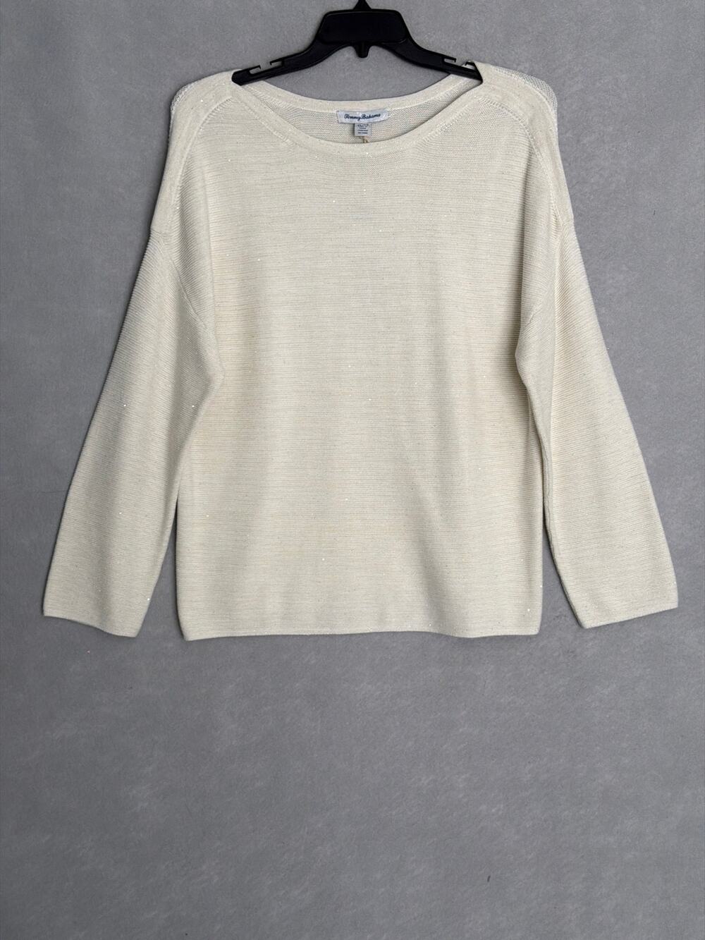Tommy Bahama Crystal Sands Sweater Boat-Neck in Coconut Women's XL NEW